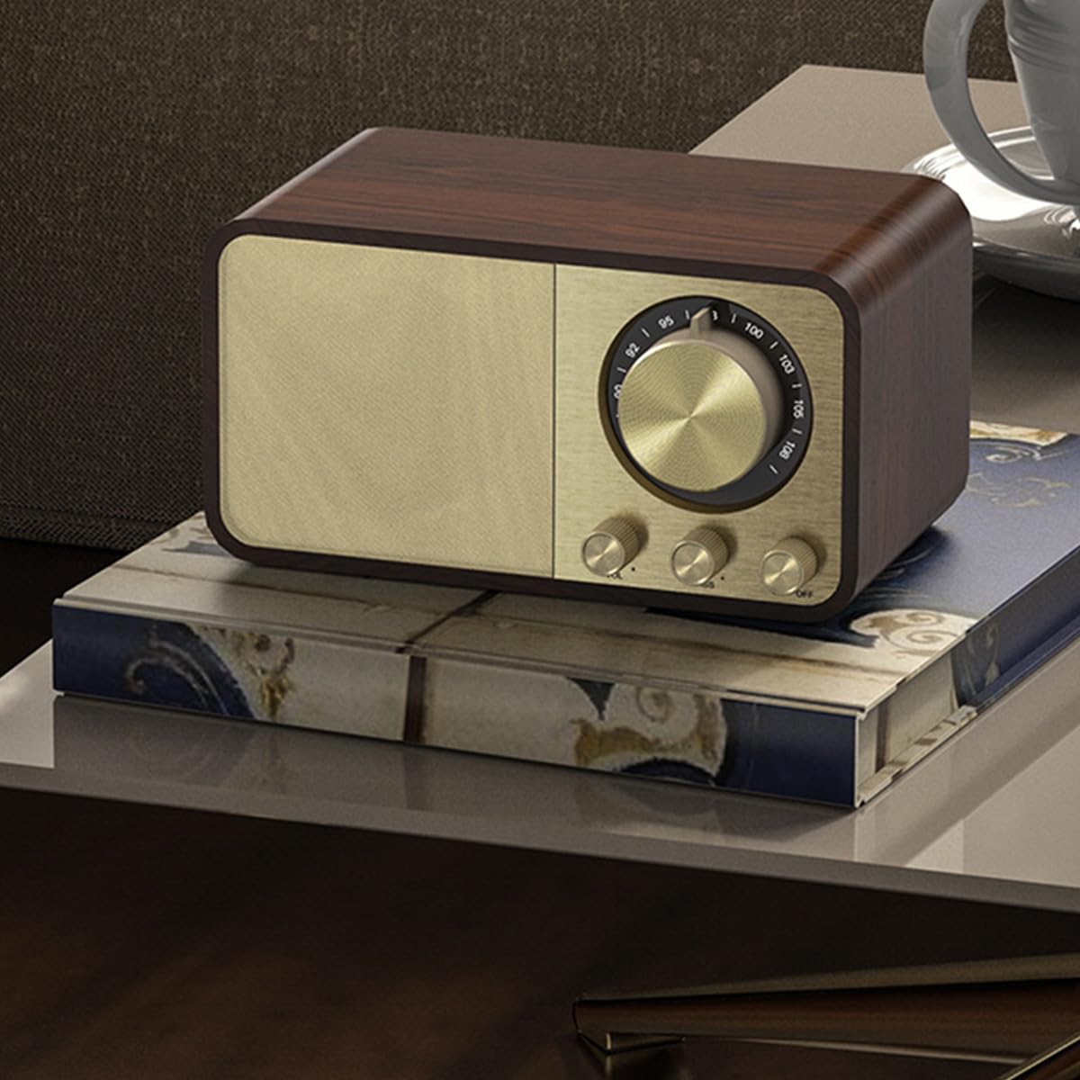 Radio Bluetooth Rétro, Design Grain De Bois, Haut-Parleur Rétro 5 W, Batterie 1800 MAh, Carte AUX/USB/TF, Radio FM pour Cuisine, Chambre, Bureau