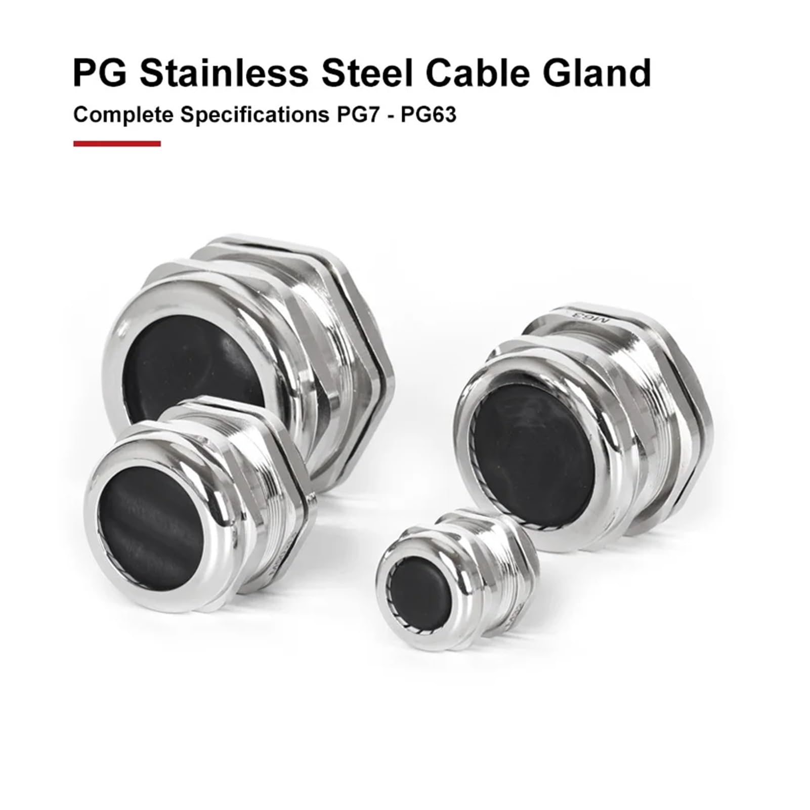 10 Uds PG tipo 304 prensaestopas de Cable acero inoxidable IP68 junta fijación impermeable Metal conector recubierto níquel(SSPG63)