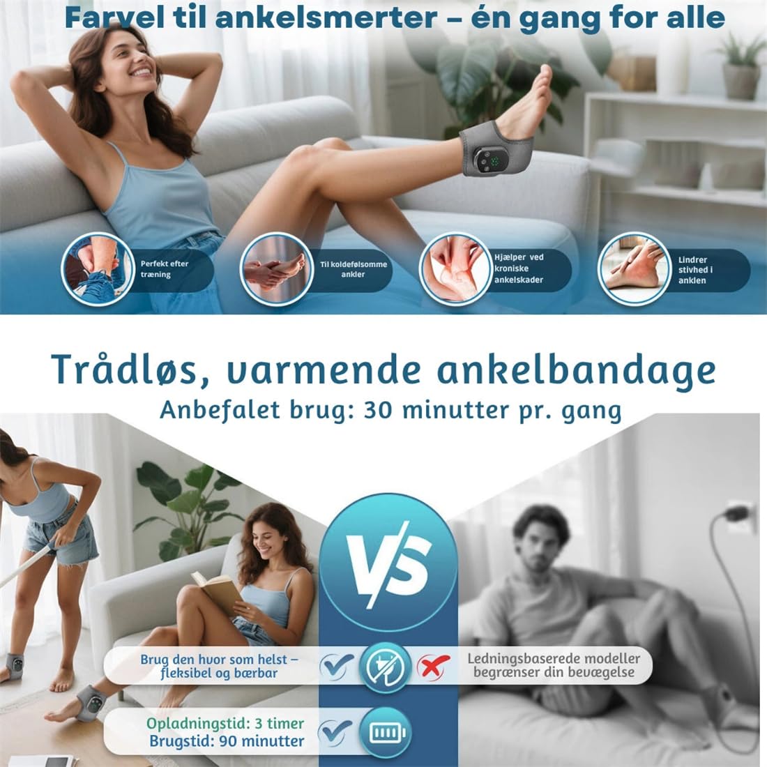 3-in-1 Ankle Kompressionsmassagegerät mit Wärme- & Vibrationsfunktion – lindert Brennen, Kribbeln & Taubheit – verstellbare Intensität – für Zuhause & Büro – ideal für Diabetiker & Senioren
