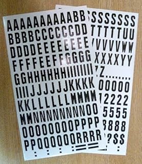 Lot de 234 x 1 "(25 mm)-Noir sur blanc-lettres et chiffres autocollants en vinyle étanche &auto-adhésive pour coller les lettres, les véhicules, embarcations, les projets scolaires &affiches