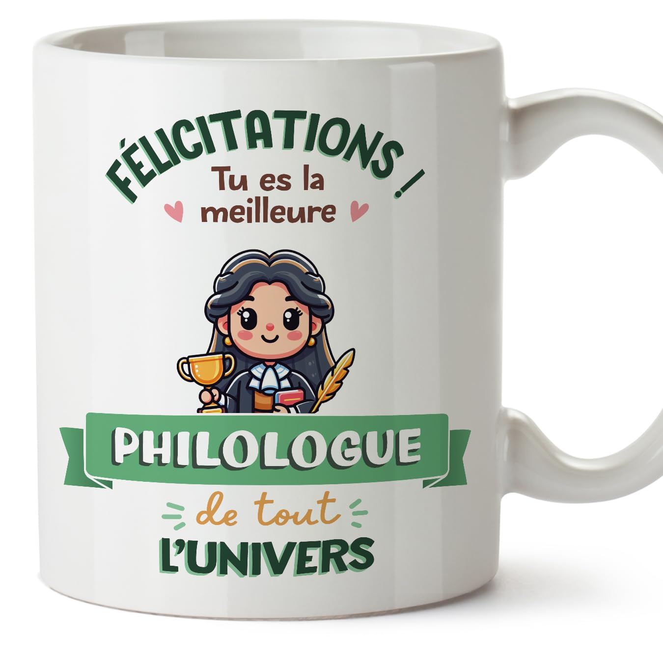 MUGFFINS Philologist Woman Mug - in French - Meilleur Univers Trophée - Funny Gift for Colleagues - Ceramic 11oz Mug — image 1