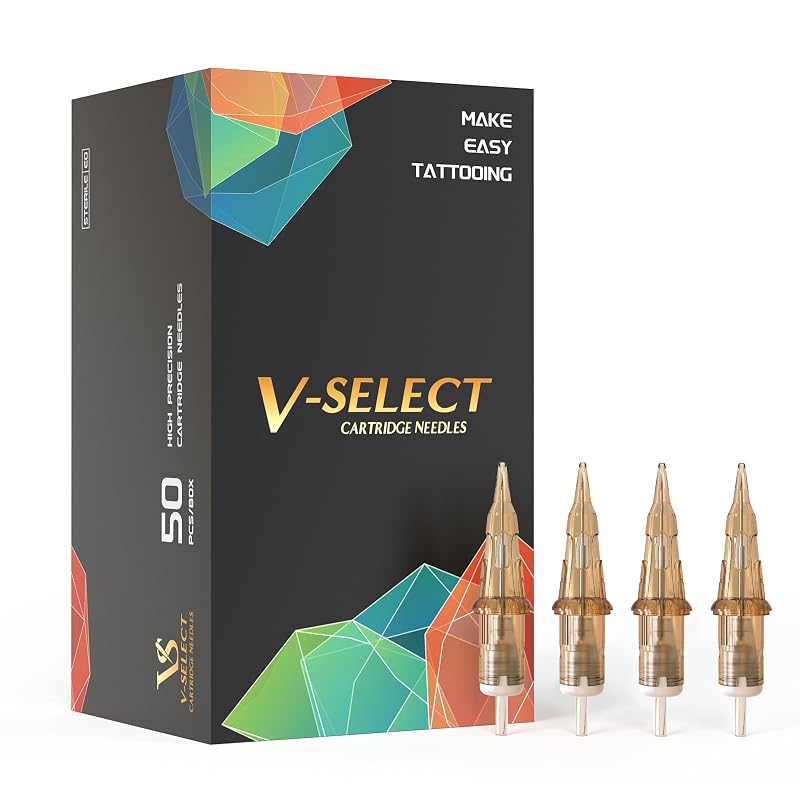EZ Tattoo Cartridge Needles Assorted - 50Pcs #12 Mixed (3RL 5RL 7RL 9RL 11RL) Standard Round Liner Tattoo Needles Cartridges for Tattoo Pen Machine Gun - V SELECT
