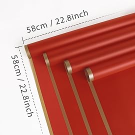 FUHITIM 20 Sheets Flower Wrapping Paper - Waterproof Floral Bouquet Packaging Paper for DIY CraftsFlorist Supplies Packaging Paper for Wedding Birthday Gift (Red)