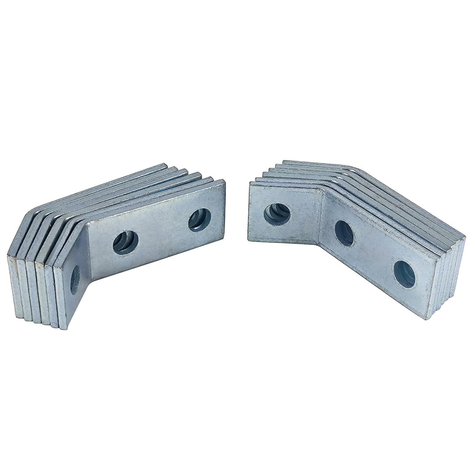 Soporte de ángulo abierto de 3 agujeros de 45 grados, conector de marco de esquina de metal, ajuste para perno de 1/2 pulgada en canal de puntal de 1-5/8 pulgadas, paquete de 12