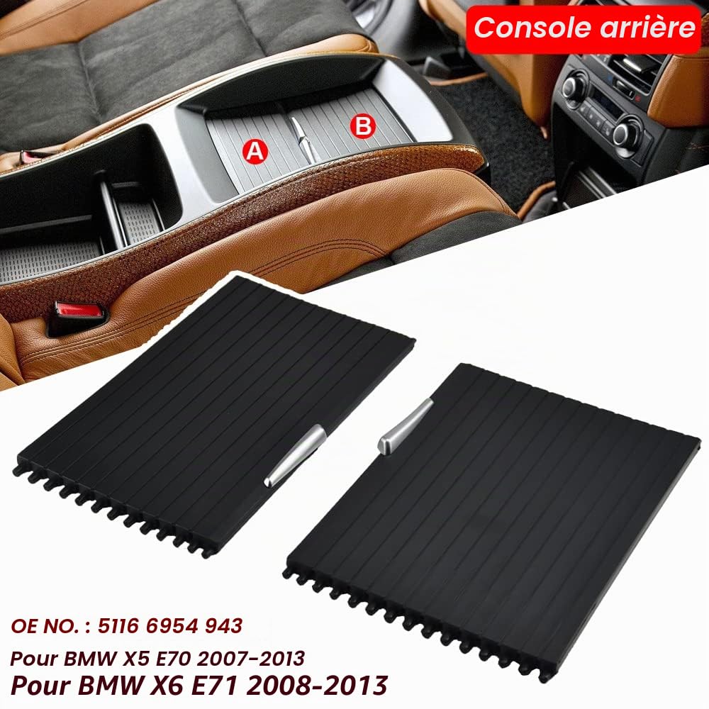 Voiture Centre Console Porte-gobelet Couverture Coulissante Roller Stores Boîte de Rangement Glissière Coulissante Couverture Compatible avec B-MW X5 E70 X6 E71 E72 07-14-A+B Section