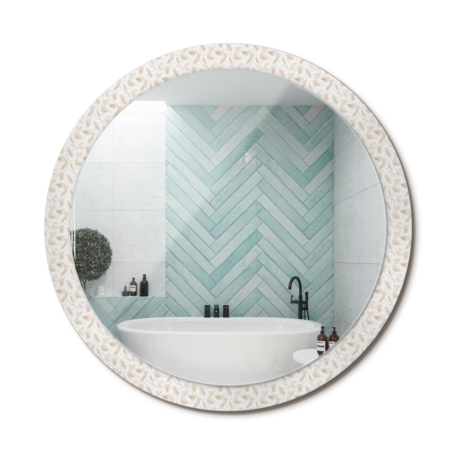 Miroir rond en verre imprimé moderne décoration murale salon fi100