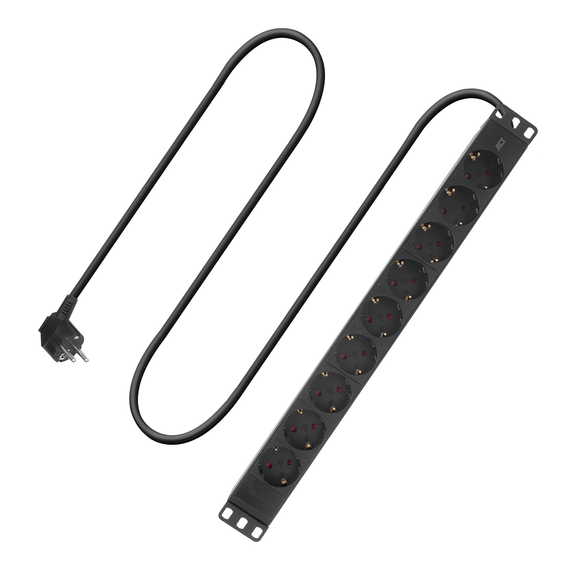 ACT PD3002 - Ciabatta elettrica da 19 pollici, 9 prese, 16 A/4000 W, per rack da 19 pollici, PDU a parete, cavo da 3 m