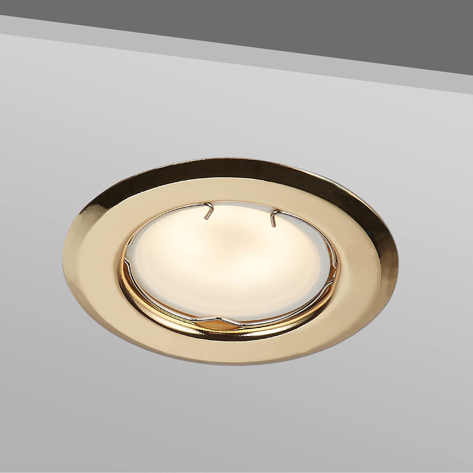 HCFEI Foco LED plano empotrable ultra plano dorado con módulo de foco LED 230 V I 3 W 320 lúmenes I ángulo de haz de 120° I regulable I 55 mm recortado I luz empotrable redonda (paquete de 3 – blanco
