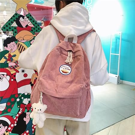 Amazon.com | HOKMAH Corduroy Backpack Aesthetic Daypack Cute