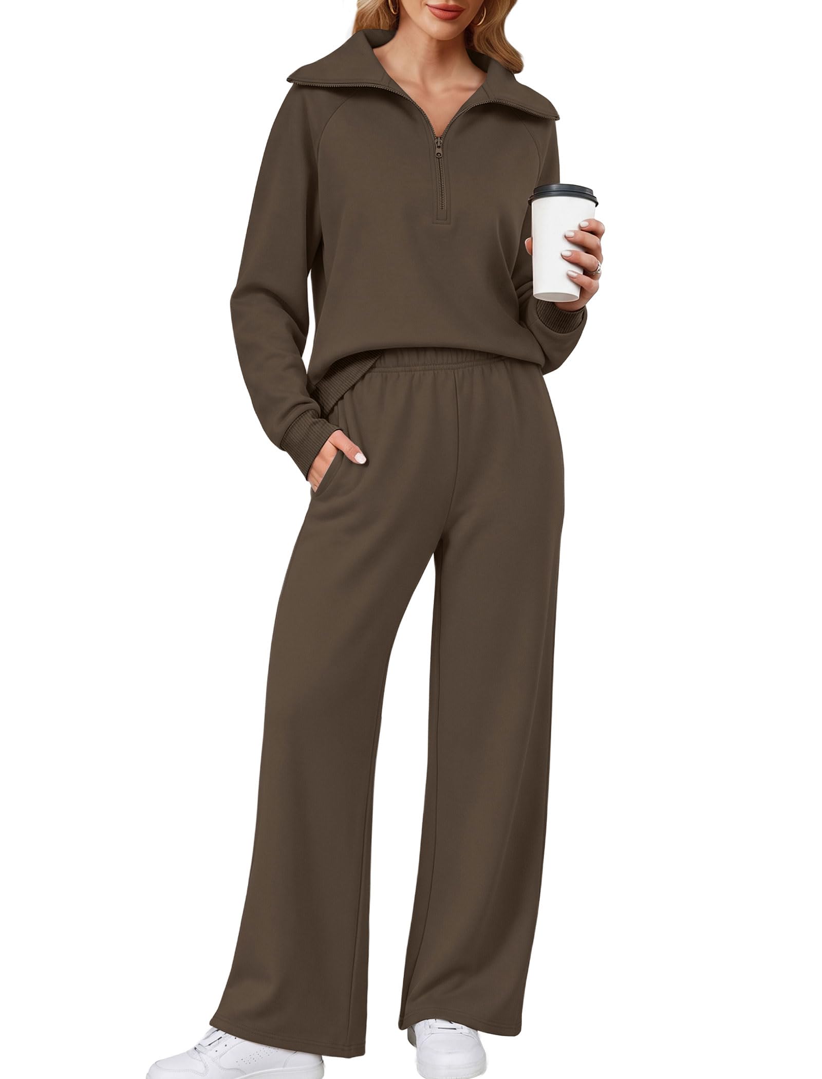 Sampeel Two Piece Sweat Sets for Women Cozy Sweatsuits Fashion Lounge Matching Sets Clothing