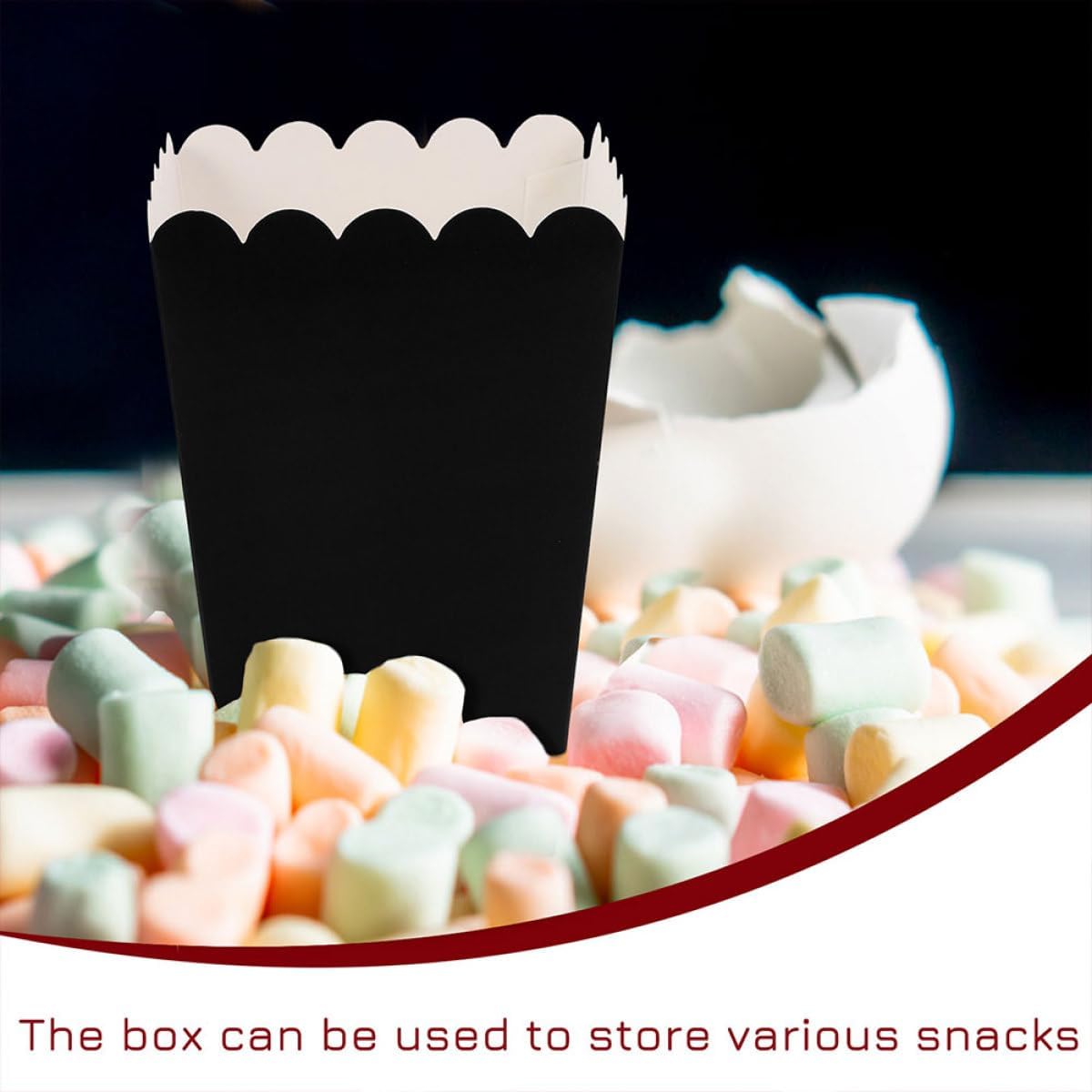 Healvian 100pcs Black Paper Popcorn Boxes Popcorn Favor Buckets Decorative Snack Containers for Wedding Party Movie Night Supplies
