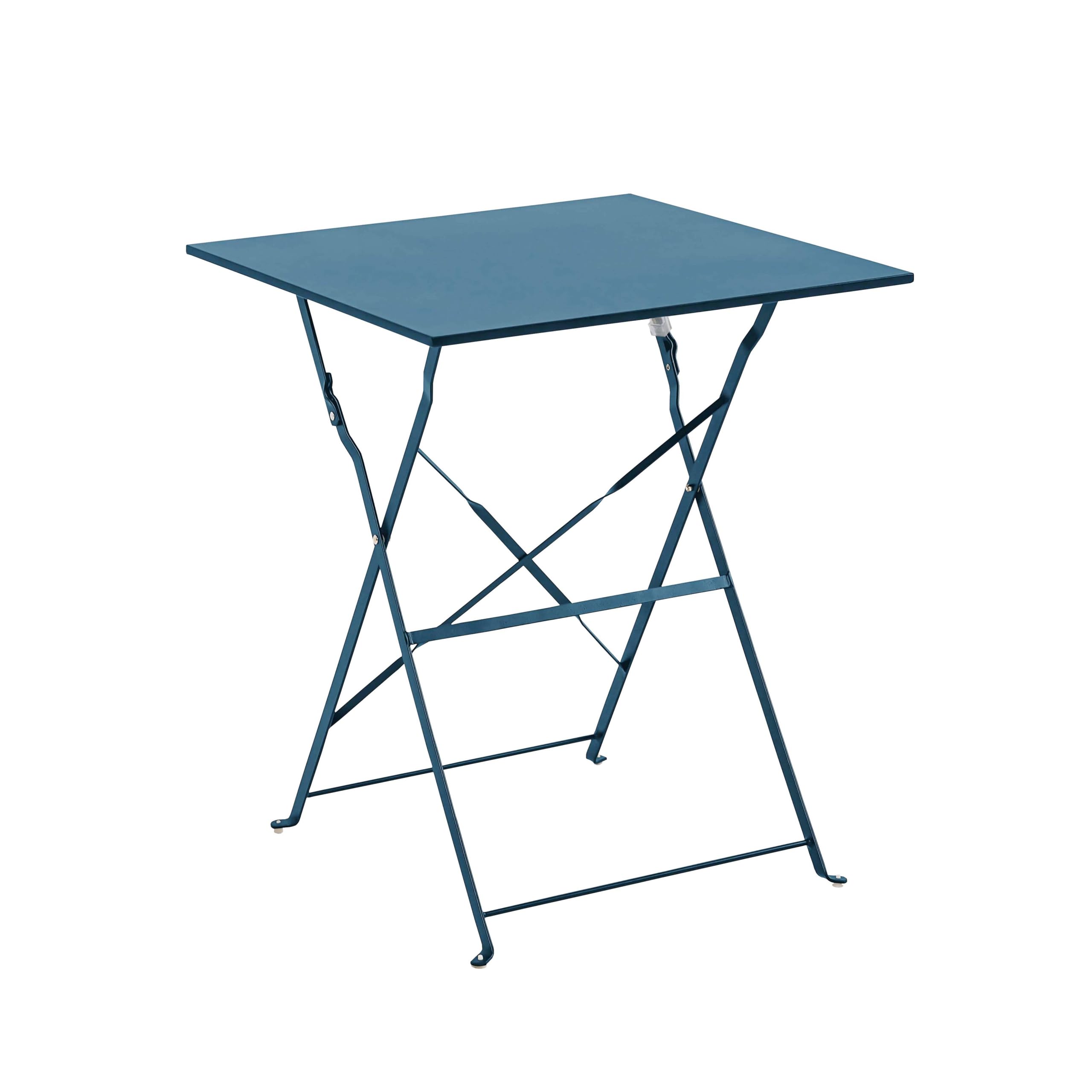 Oviala Table de Jardin Pliante bistrot en Acier 60 cm Bleu Pacific