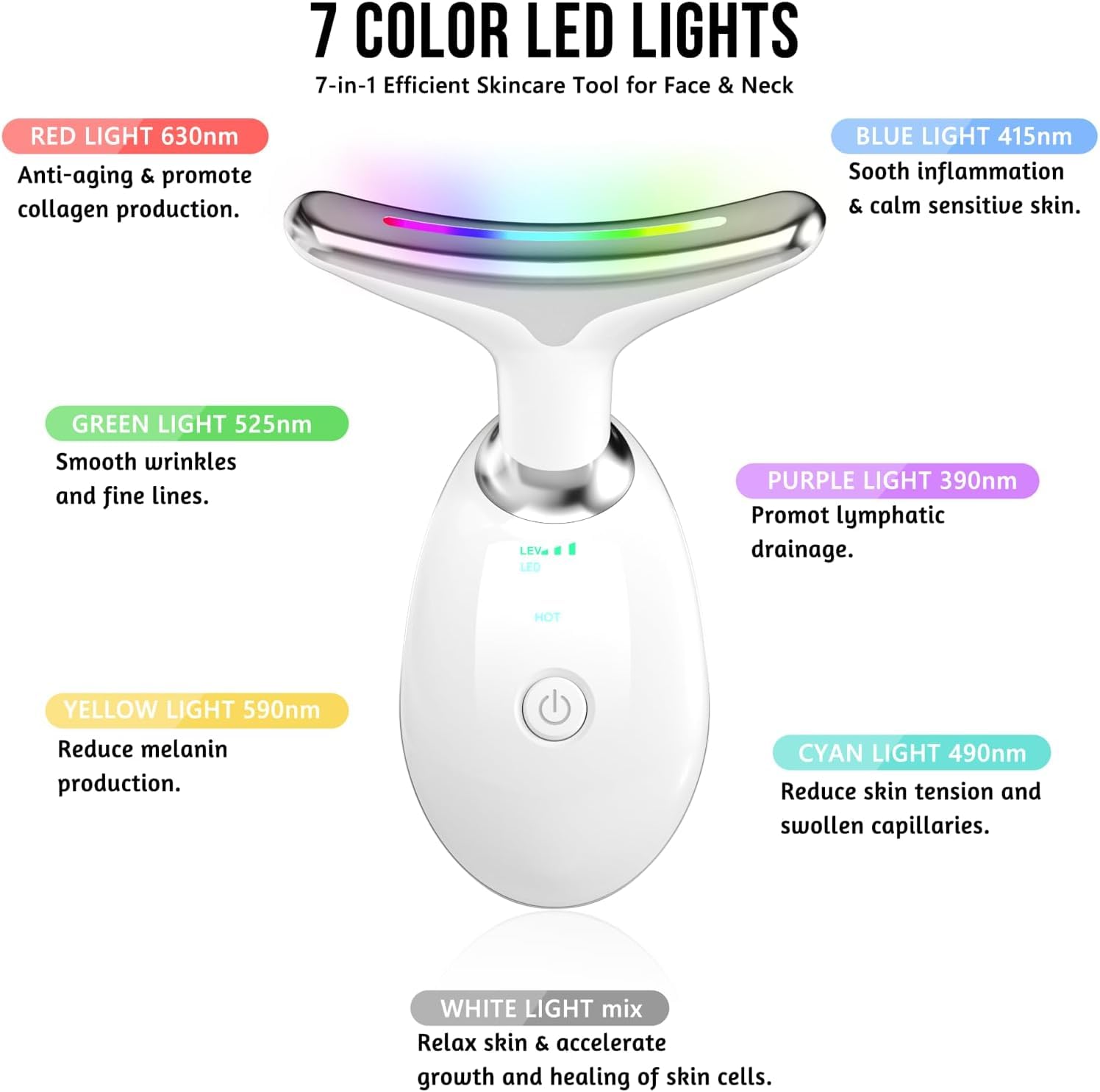 Amazon.com: 7 in 1 Face Massager Tool, Red Light Therapy for Face