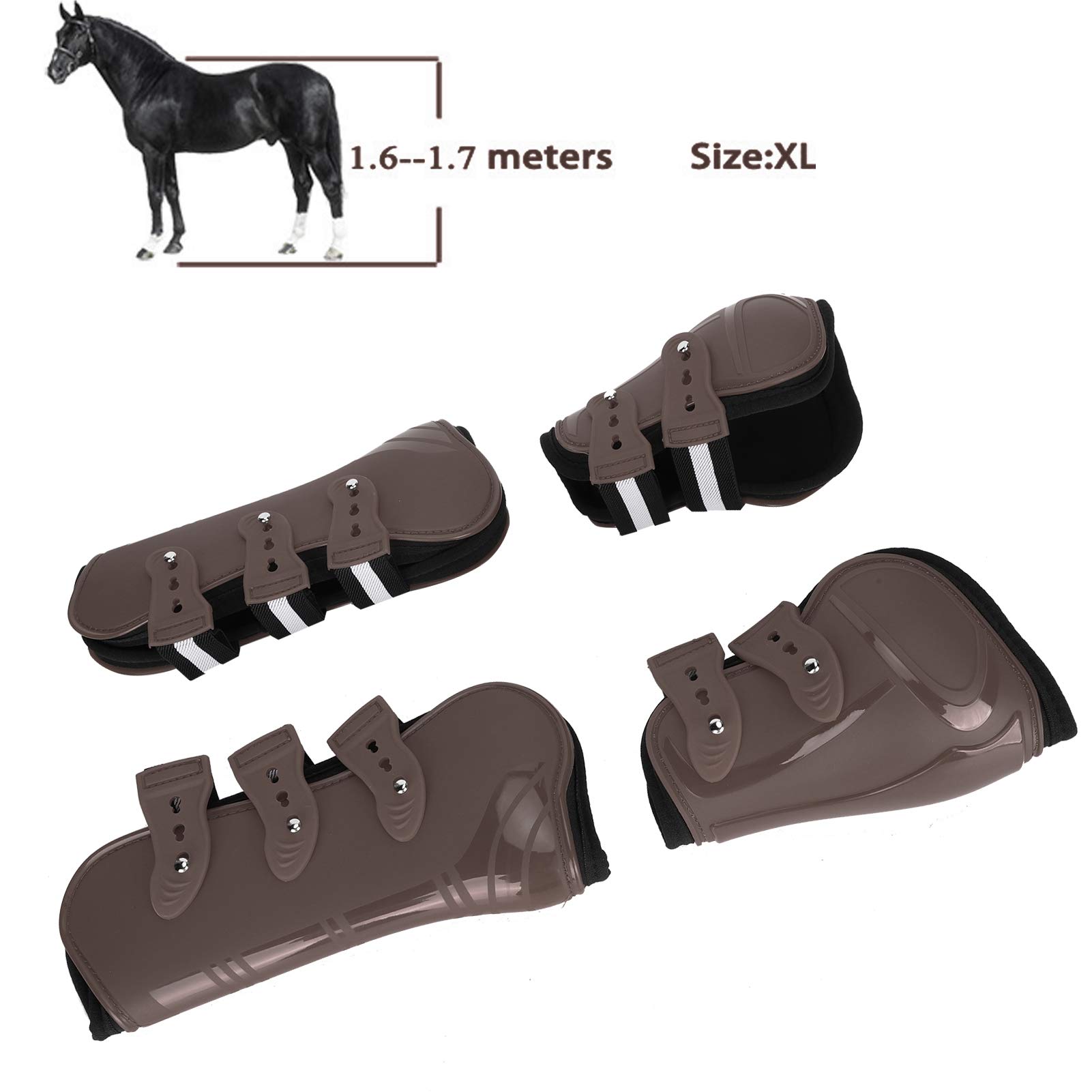 Gambale per Cavallo Protettore Comfort Ispessito per in Qualsiasi Condizione Atmosferica PU Marrone 4 unità (Medio)