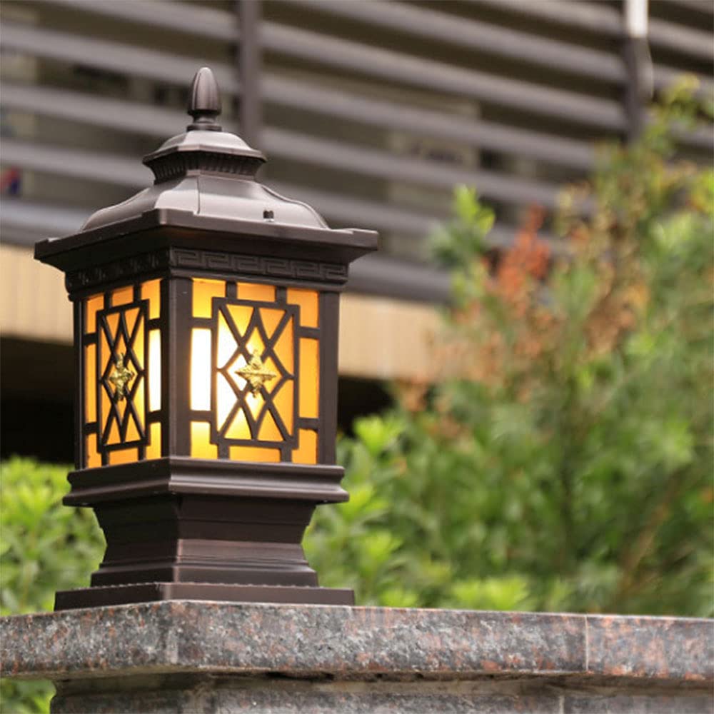 Wodoodporna Lampa Stygmatu Ganku Ogrodniczego Od Zmierzchu Do Świtu Zewnętrzne Latarnie Pocztowe Zewnętrzne Światło Słupka Wodoodporne Zabytkowe Zewnętrzne Oświetlenie Na Słupie Do Drewnianego SHUANG