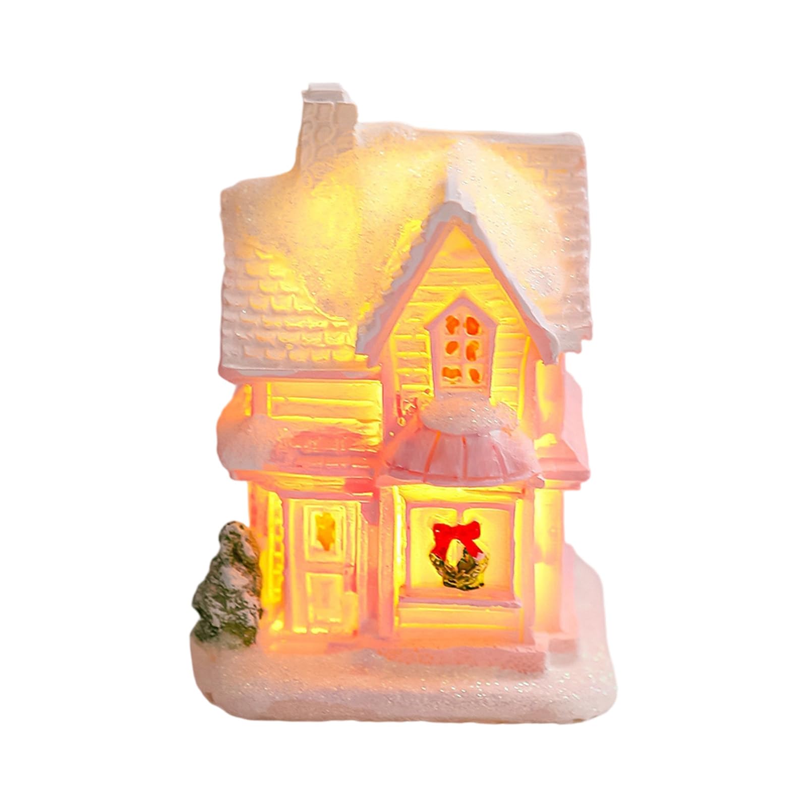 APGLSXY Artistic Resin Holiday House Decorations Festival Cottage Ornament with Detailed Engraving and LED Lights Resin Christmas Decoration