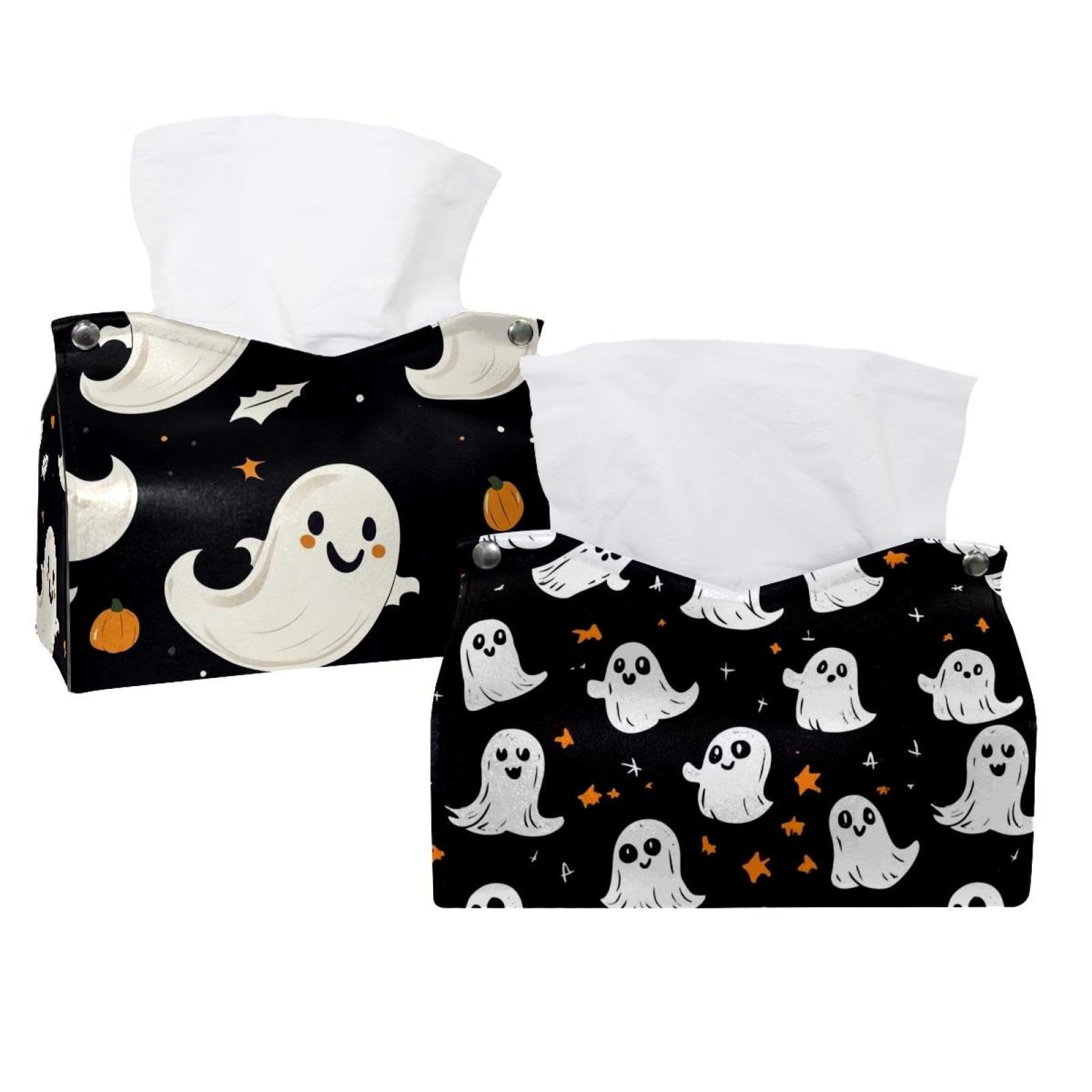 Porte-mouchoirs citrouilles et chauves-souris 19 x 12,7 x 15 cm (Lot de 2)