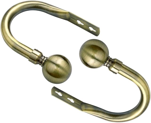 viceroy bedding Plain Metal Ball Pair of Matching Holdback to Stunning Curtain Poles (Antique Brass, Pair of Holdback)