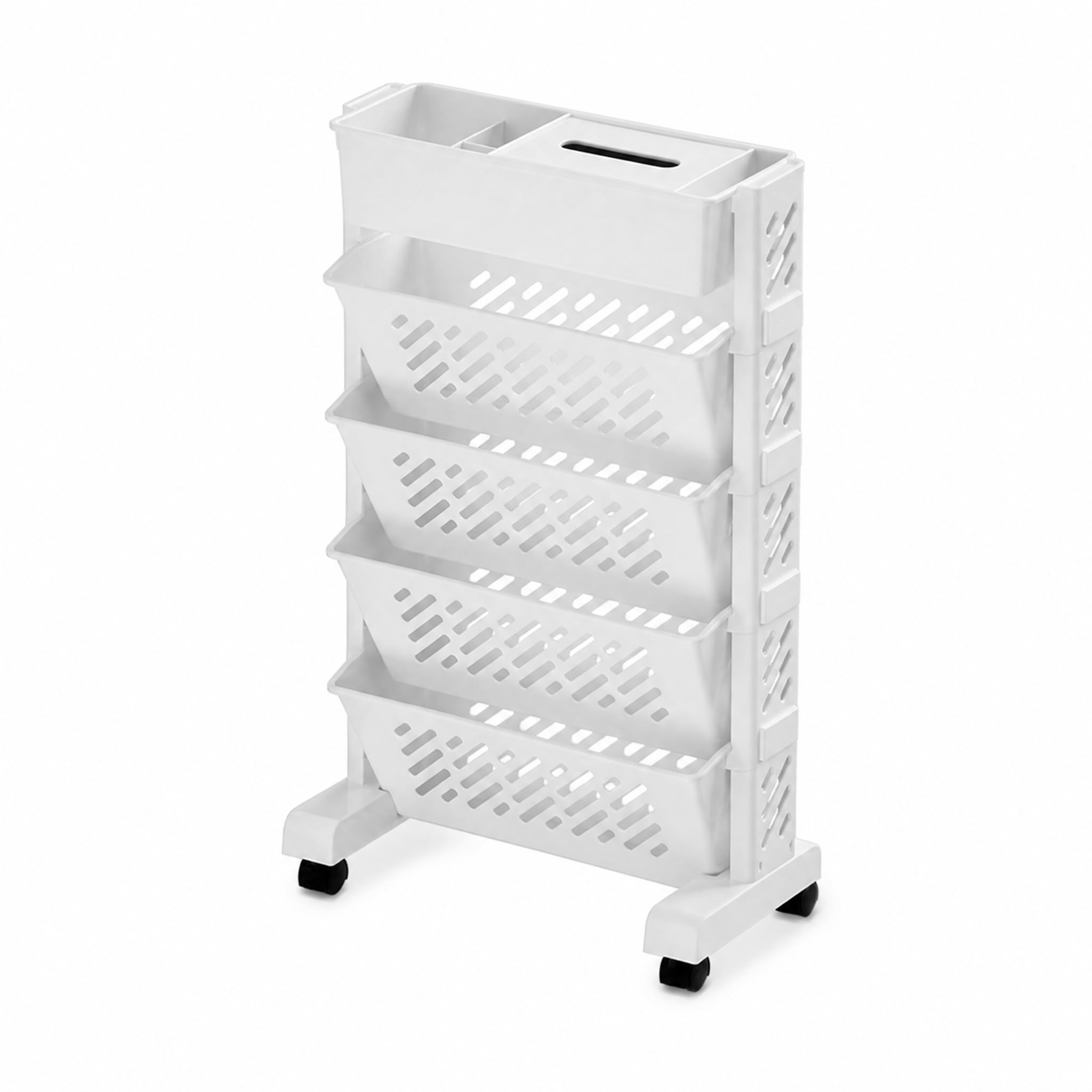 Libreria Mobile in Plastica Più Livelli, Bianco 5 ripiani
