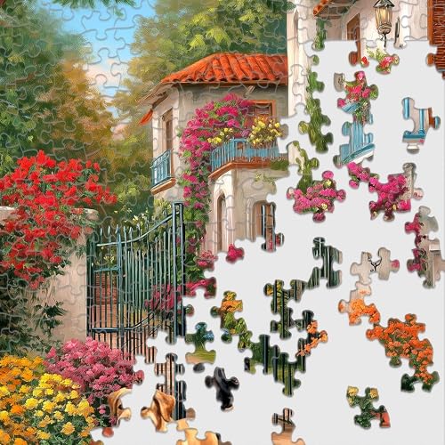 Rompecabezas Springbok Garden Gate Welcome de 1000 piezas para adultos – Villa mediterránea y jardín en flor – Incluye póster – Piezas de corte único – Hecho en EE.UU. miniatura 6