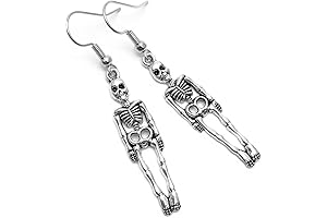 Spooky Skeleton Halloween Dangle Earrings with Tibetan Charms