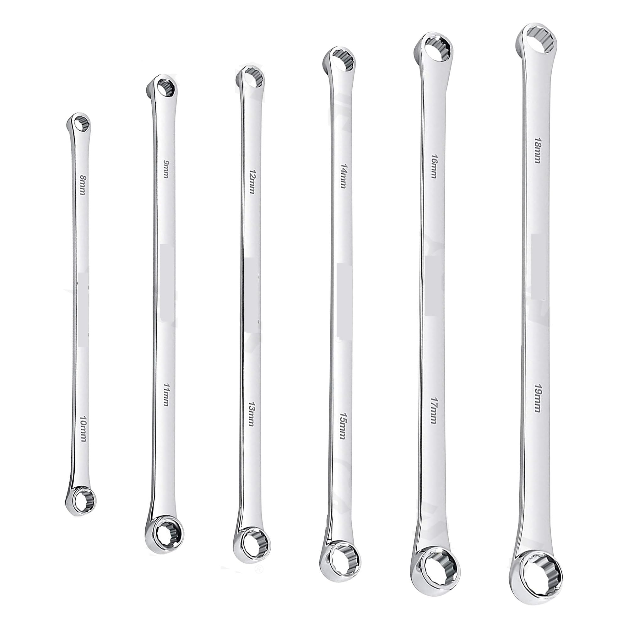 OLAQWENB Torque Wrenches 6pcs Wrench Set Extra Long Box End 8mm-19mm Metric Combination Durable Aviation Spanner for Automobile Precision Torque Wrench
