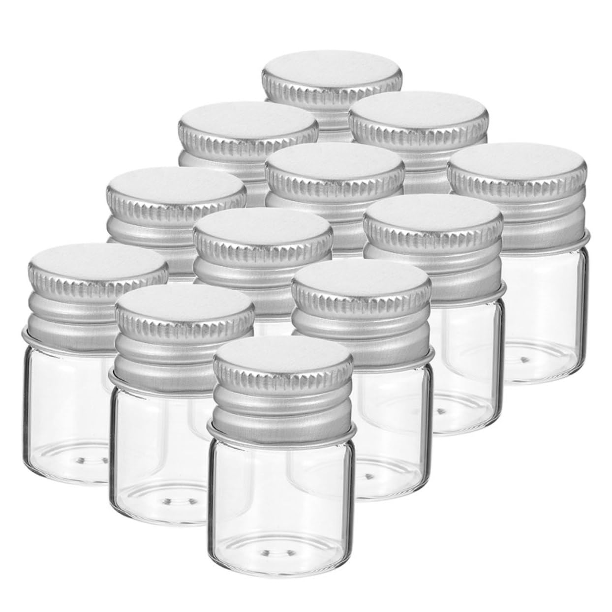 JECOMPRIS 24pcs 5ml Glass Vials with Lid, Aluminium Caps, Leakproof Small Vial Set for Sample Storage, Wish Bottles and Jewelry Accessories, Home or Office Use