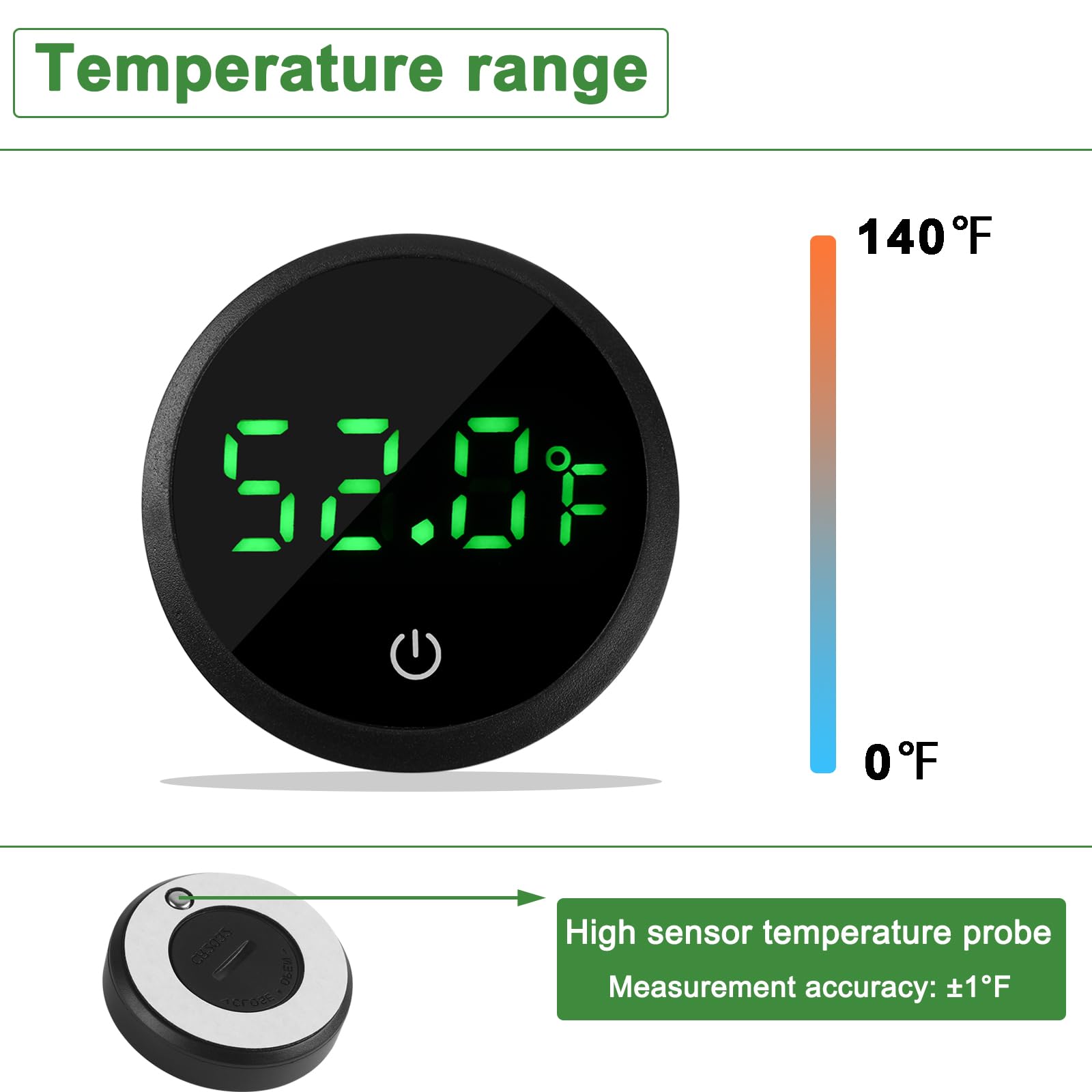Aquarium Thermometer Digital Fish Tank Thermometer Led Display Fish Tank Temperature Gauge Accurate Thermometer to ±1℉ for Betta Axolotl Turtle Tank (with Spare Battery)