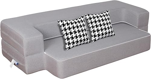 HonTop Sofá cama plegable de 75 pulgadas de ancho x 30 pulgadas de profundidad x 20 pulgadas de alto con 2 almohadas, moderno futón, cama de espuma