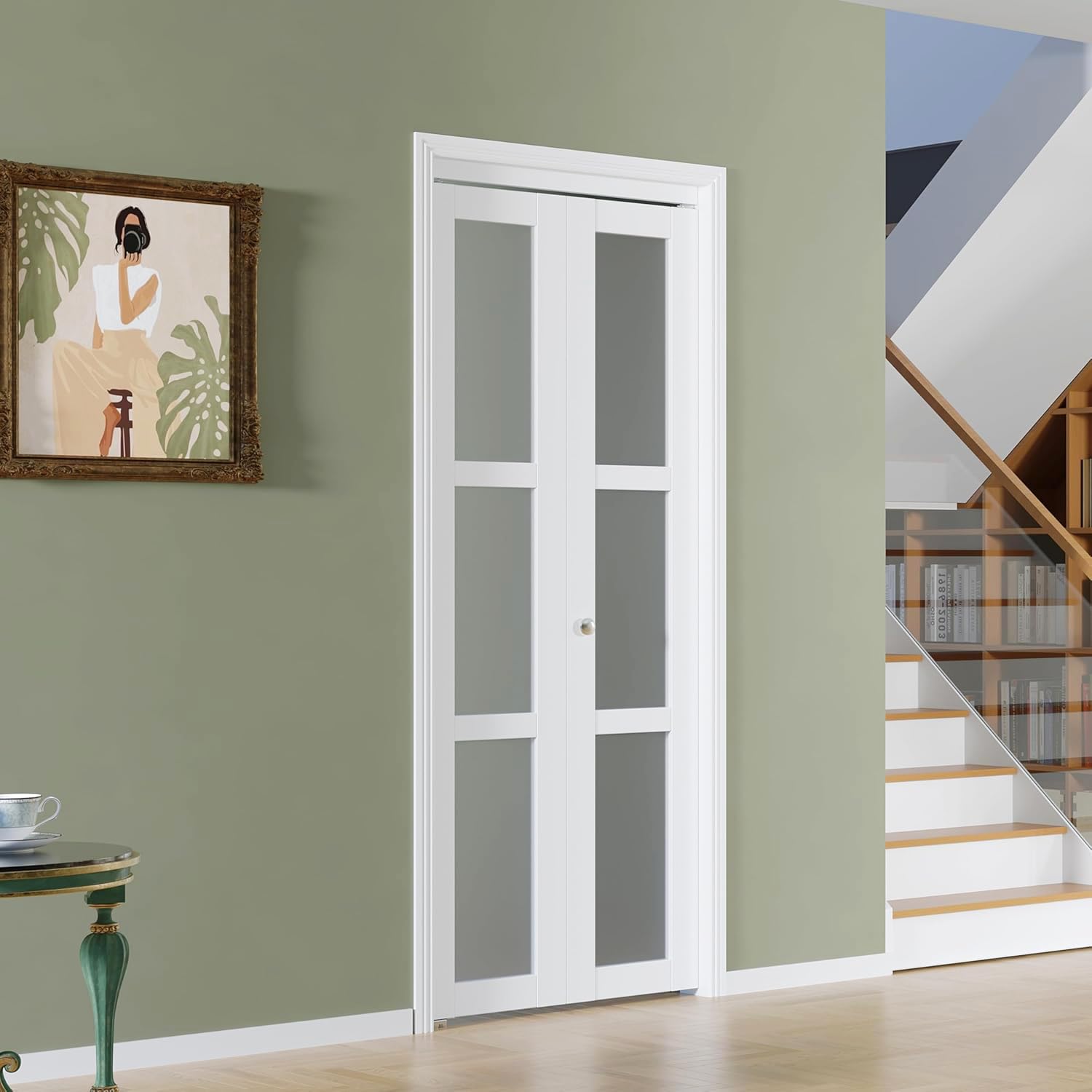 BARNER HOME 3-Lite Frosted Glass Bifold Door