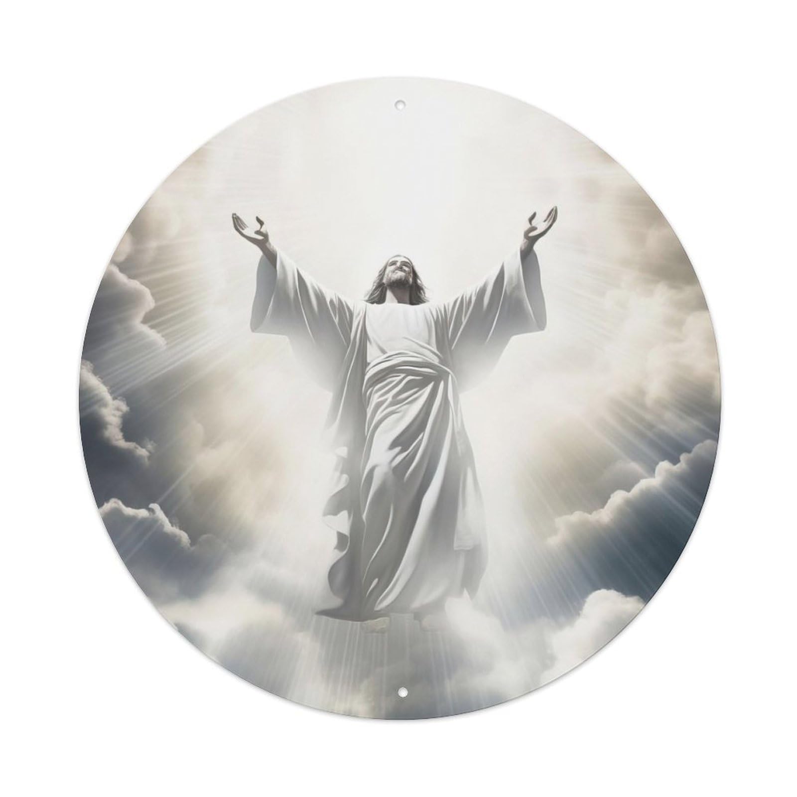 Religious Poster The Great Christian Jesus Vintage Metal Tin Sign Plaque Wall Decor for Cafe, Club, Garden Round Metal Poster 8x8Inch