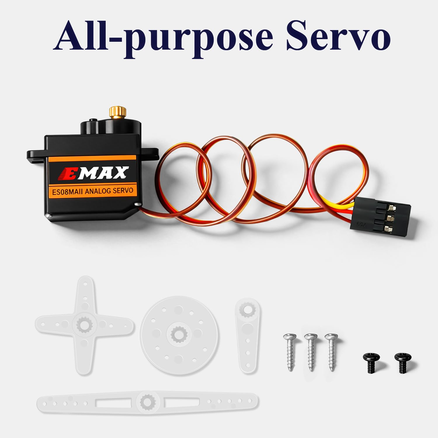 HAWK'S WORK EMAX ES08MA II Micro Servo, 12g Servo Analógico con Engranajes Metálicos para Modelos RC, Brazo Robótico, Proyectos Stem y Raspberry Pi (4 Paquetes)