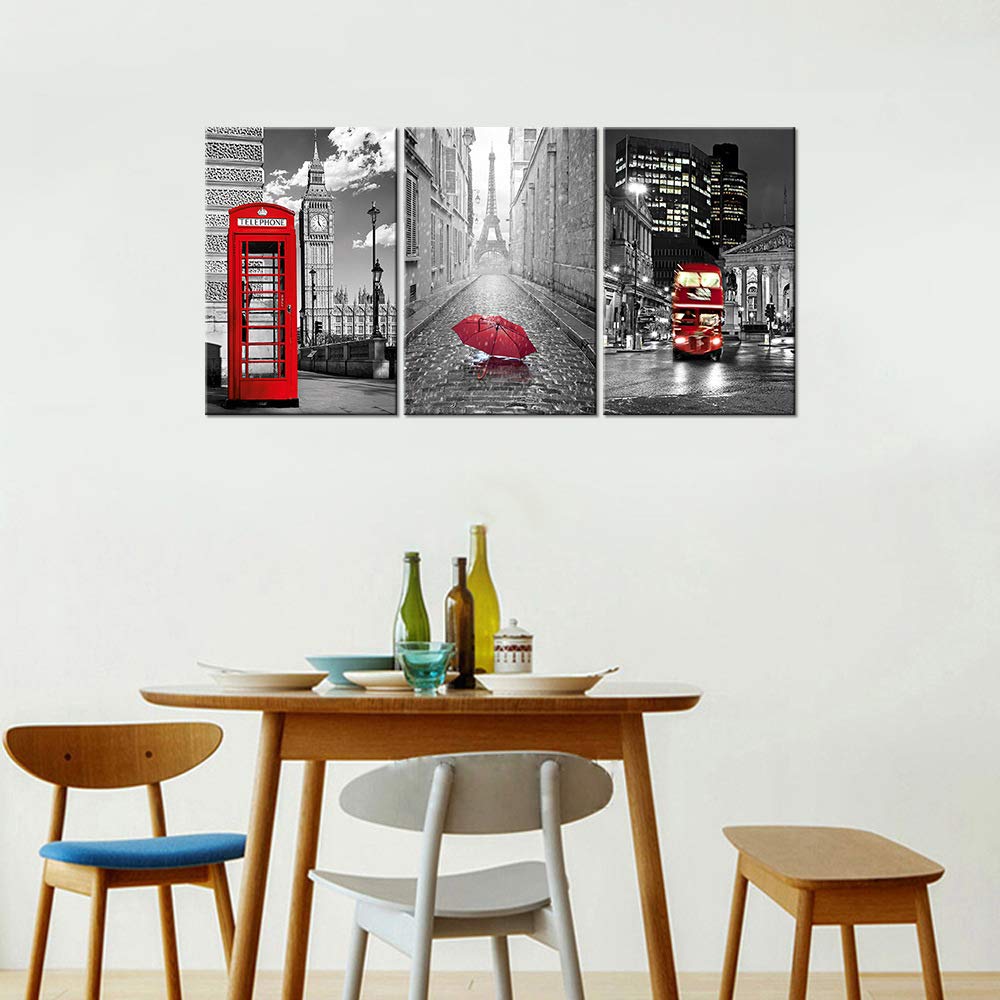 Amazon｜VV ART アートパネル パリの街並み 赤と黒の写真 モダン 現代