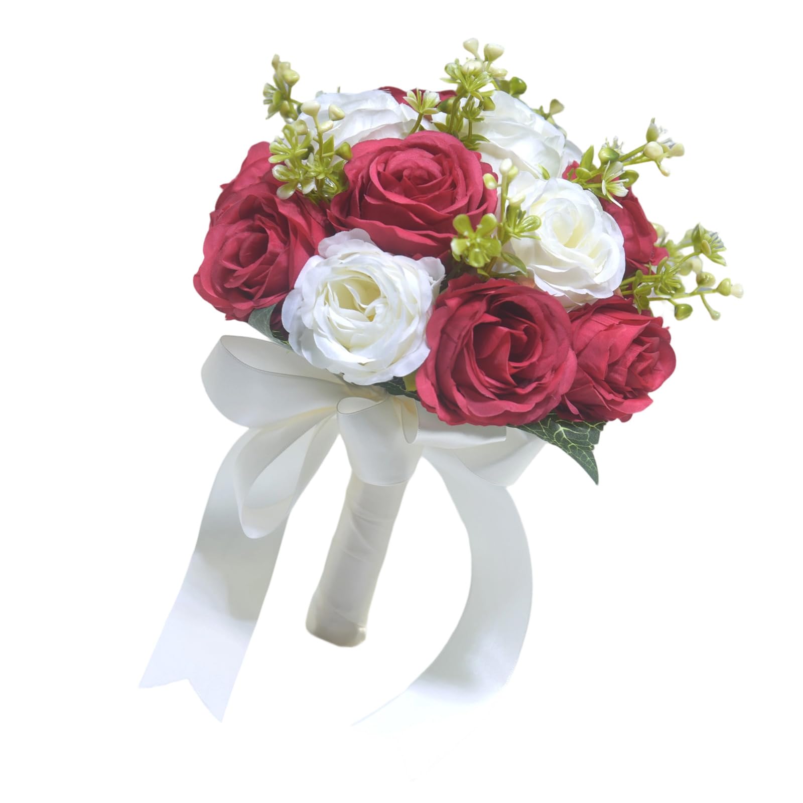 Piceioep Realistic Rose Bouquet White Blue Artificial Rose Bridal Arrangement for Wedding Ceremony Maid Keepsakes Realistic False Bridal Flowers