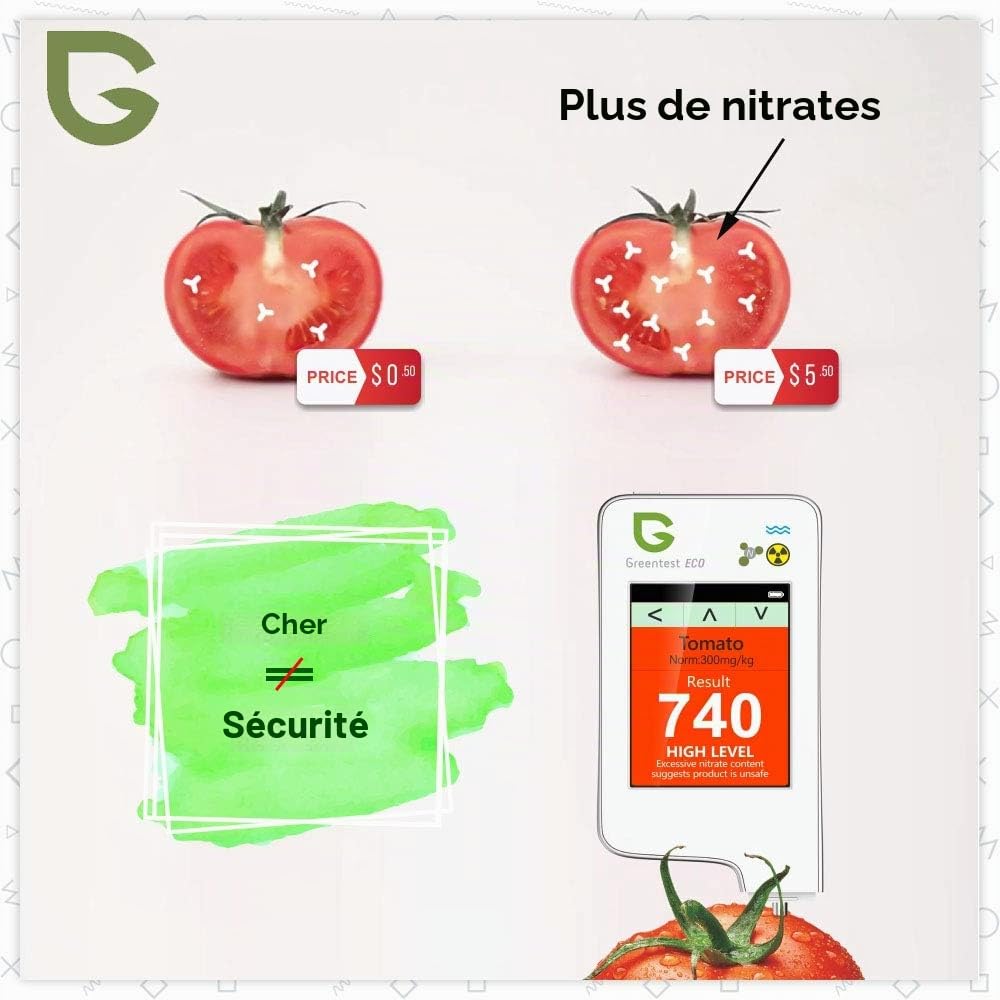 Greentest Eco 5 Appareil 6-en-1 Test Nitrate, TDS & Compteur Geiger | Multi-fonctions : analyse nitrate poisson, test qualité eau, détecteur rayonnement pour usage domestique