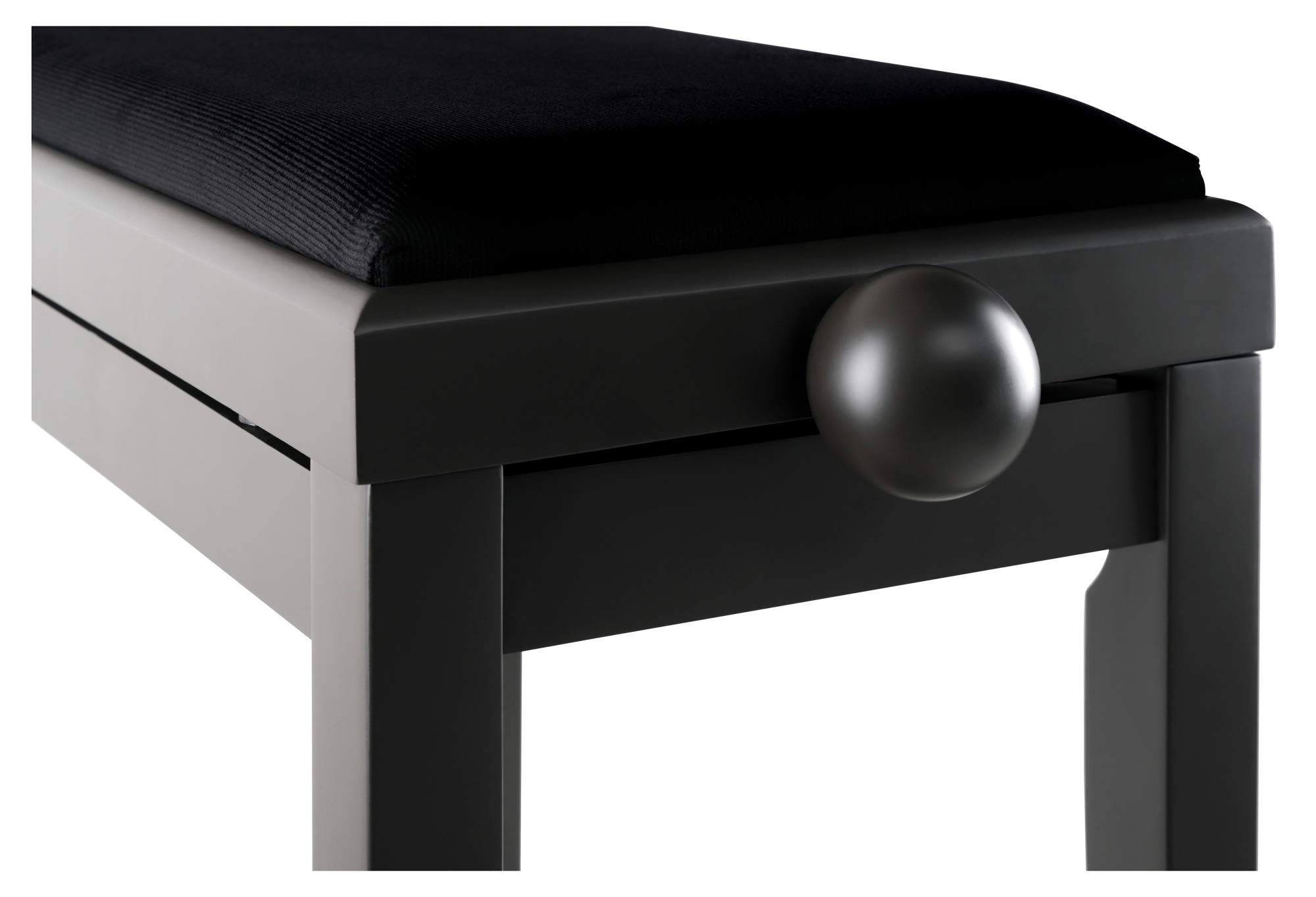 Classic Cantabile Pianobank - höhenverstellbare Klavierbank aus Massivholz mit Spindelmechanik, Cordbezug, 55 x 32 cm Sitzfläche, rutschfeste Füße, 47 bis 56 cm Höhe, Dunkle Walnuss matt