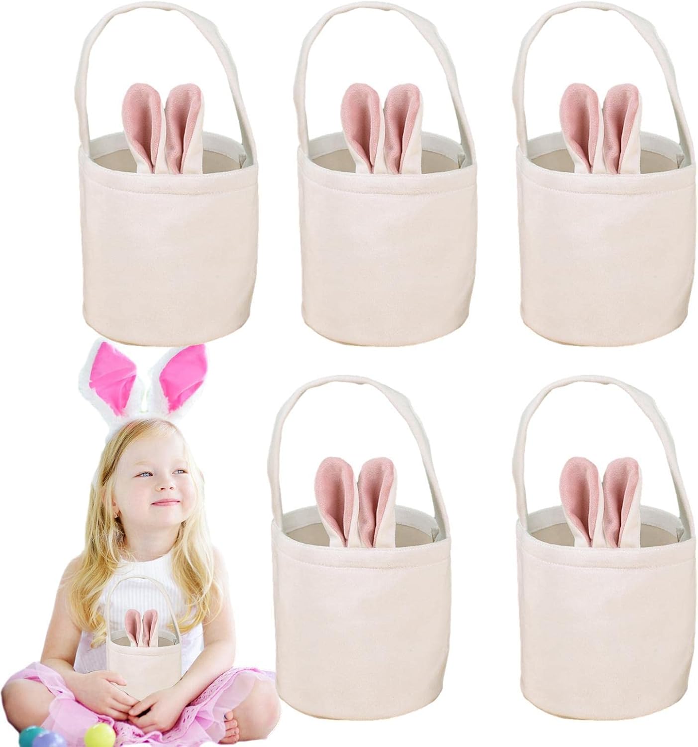 5 Easter Bunny Baskets Easter Tote Bags,Easter Bags,Bunny Ear Bags
