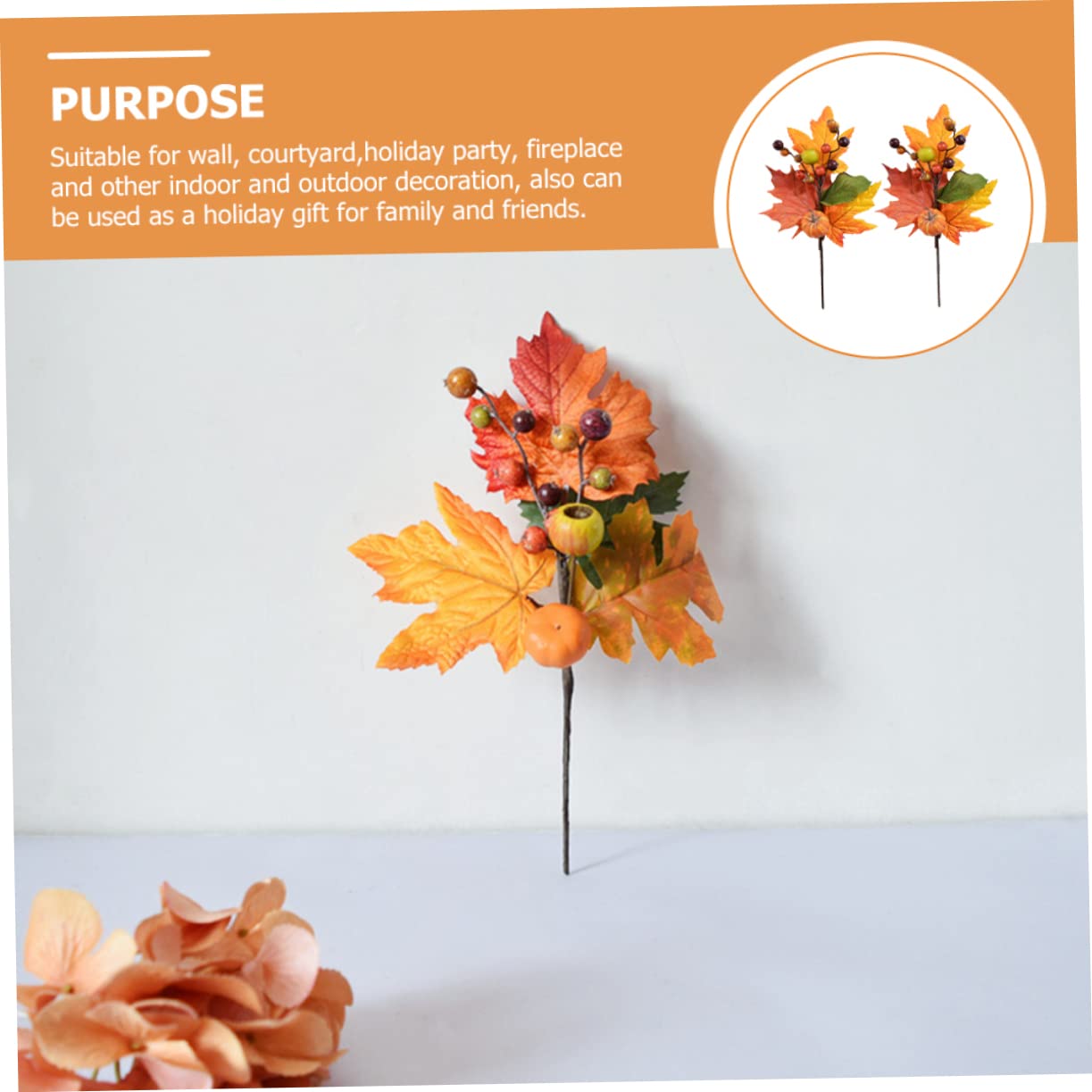 5 Sets Realistische Künstliche Kürbis Maple Leaf Zweig Herbst Saisonale Decor Thanksgiving Home Dekoration Set 2 Stücke * 5
