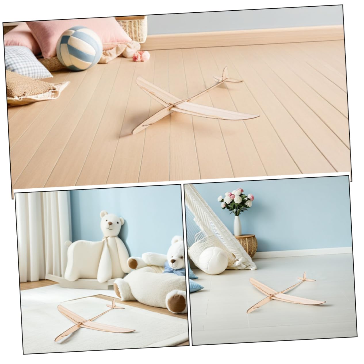 ibasenice Lot de 2 Planeurs en Bois Soi-même Surface à Peindre, Vol Stable, pour Garçon et Filles et Loisirs en Extérieur