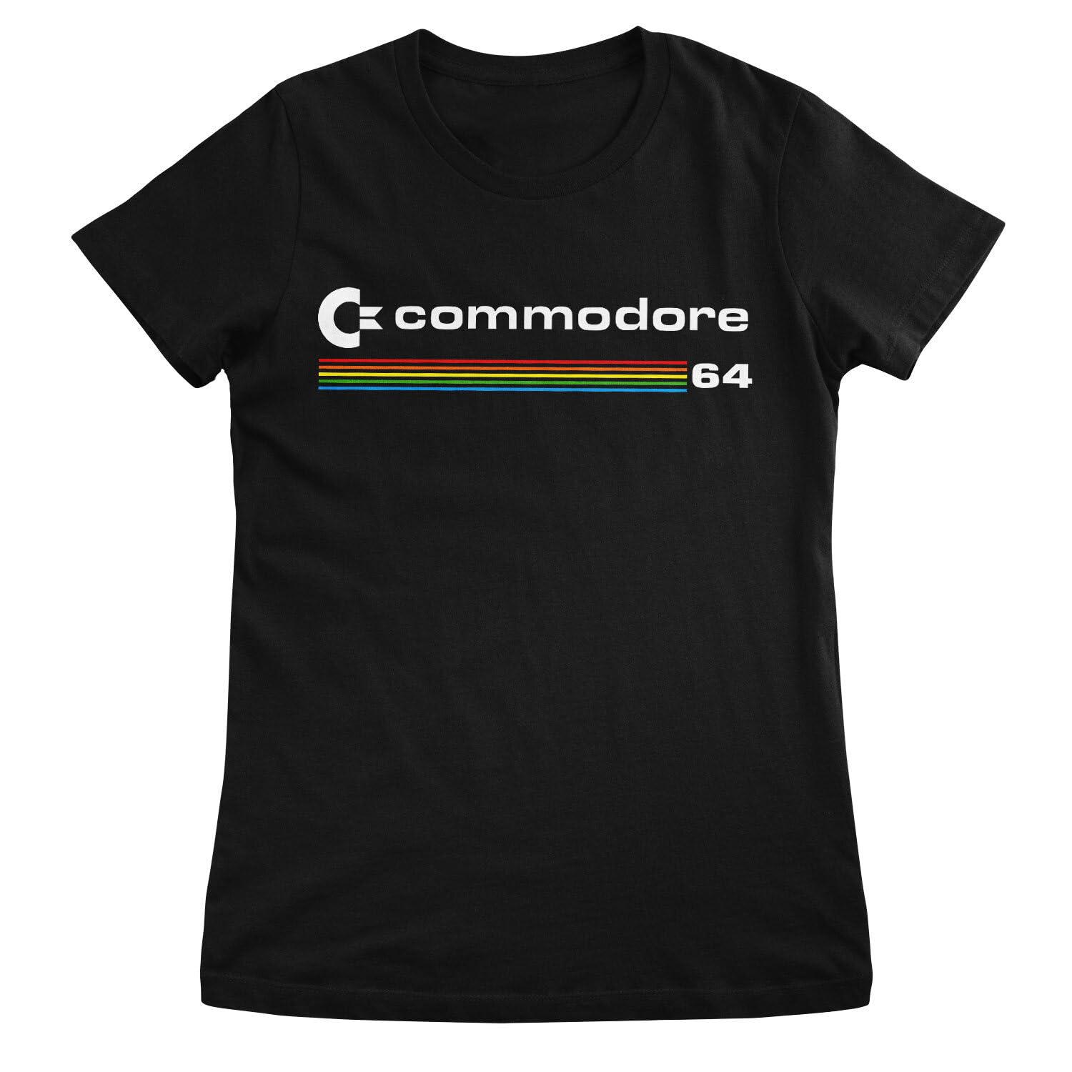 Commodore 64 Officially Licensed Commodore Logo Women T-Shirt (Black), Large