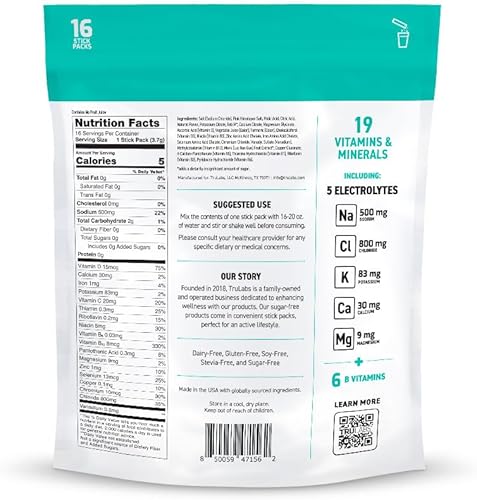 Miniatura 5 de TRULABS Hydrate - Peach Mango. Paquetes de hidratación de electrolitos sin azúcar. Cada porción contiene 1422 mg de electrolitos y 19 vitaminas y