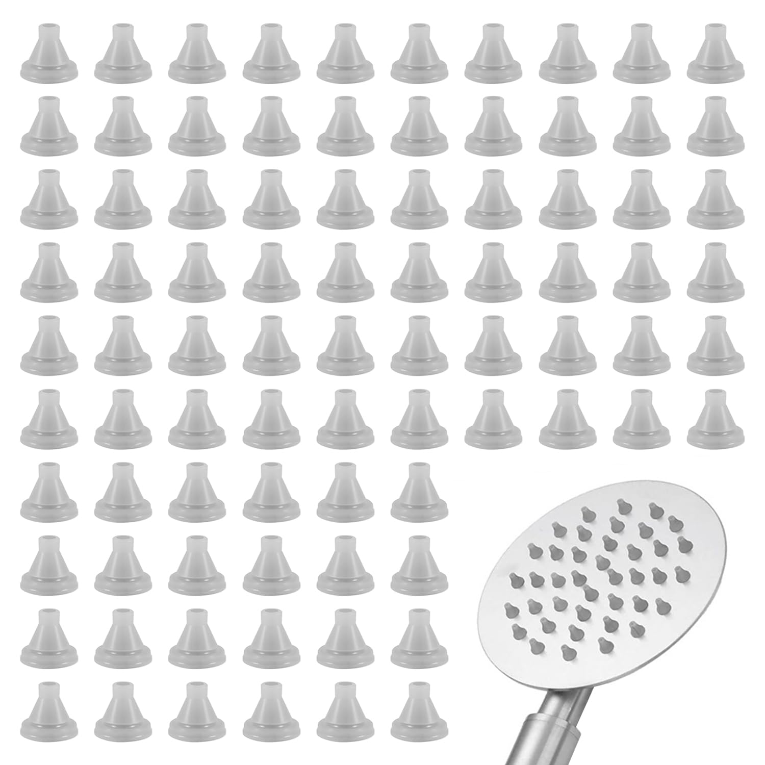 Syeycw Light Grey 100 Pcs Silicone Shower Nozzle, Shower Head Nozzles, Replacement Showerhead Spray Hole, Shower Head Replace Parts, Silicone Shower Nozzle For Shower Hole, Fit Hole Diameter 4Mm,