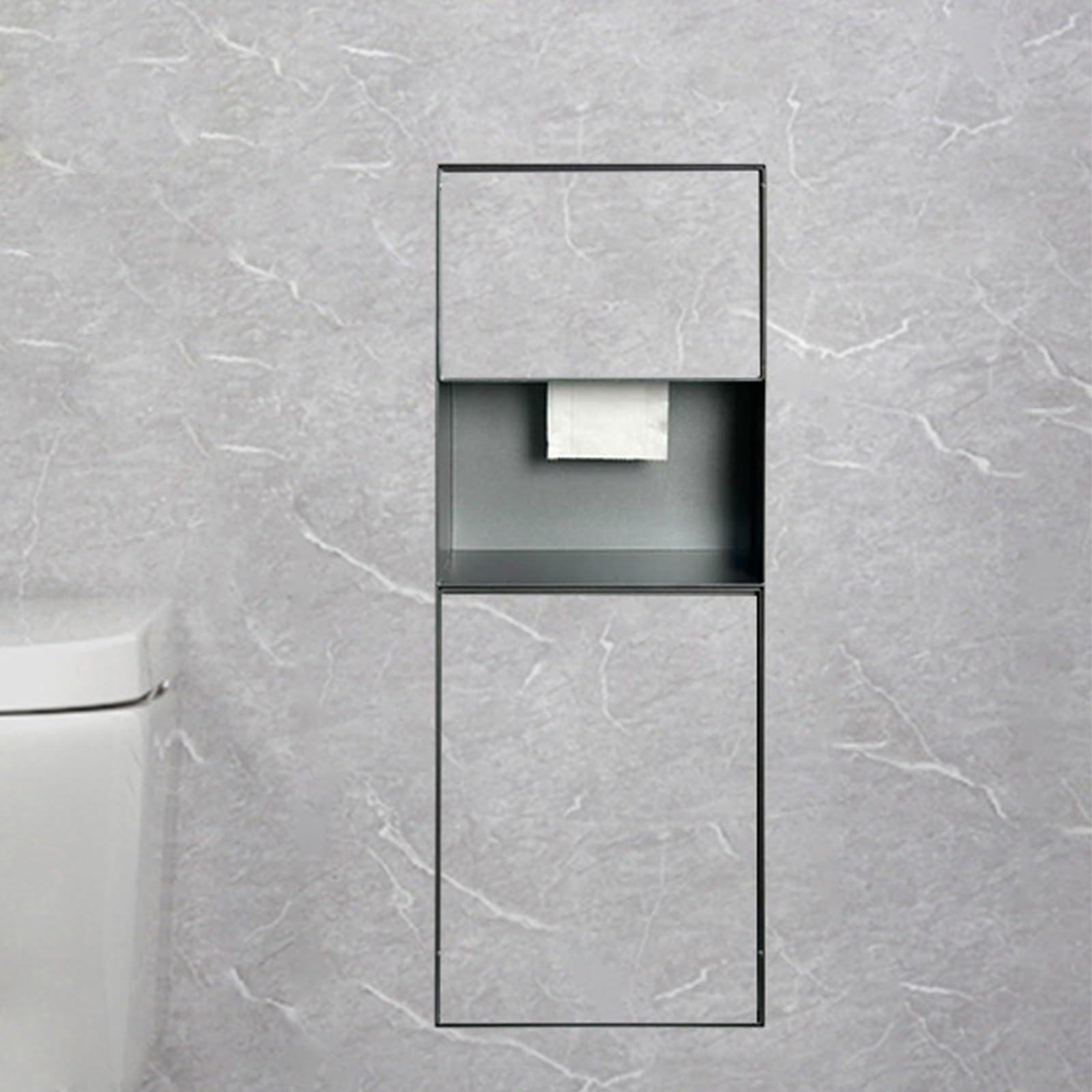 Recessed Shower Niche 8 11 14 Inch, Tileable Bathroom Trash Can Toilet Paper Holder Combo Wall Niche, Rectangular Toilet Brush Storage Rack(B,Lxh-212x653mm/8.3x25.7in)
