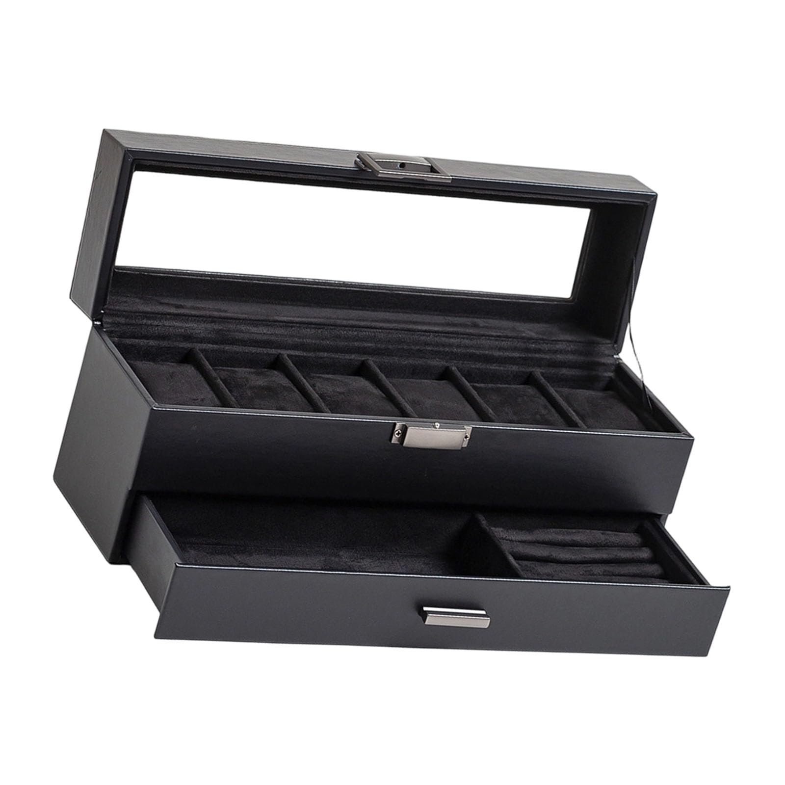 Piceioep Compact 6 Watch Display Holder Sturdy Density Fibreboard and Plush Fabric Watch Display Case Ideal for Dresser or Desk Case