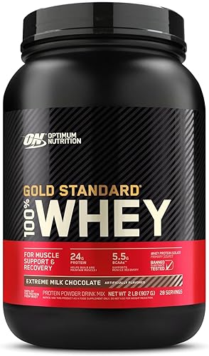 Optimum Nutrition (ON) Gold Standard 100% proteína de suero en polvo aislado de fuente primaria, 0.91 onzas de proteína para apoyo y recuperación