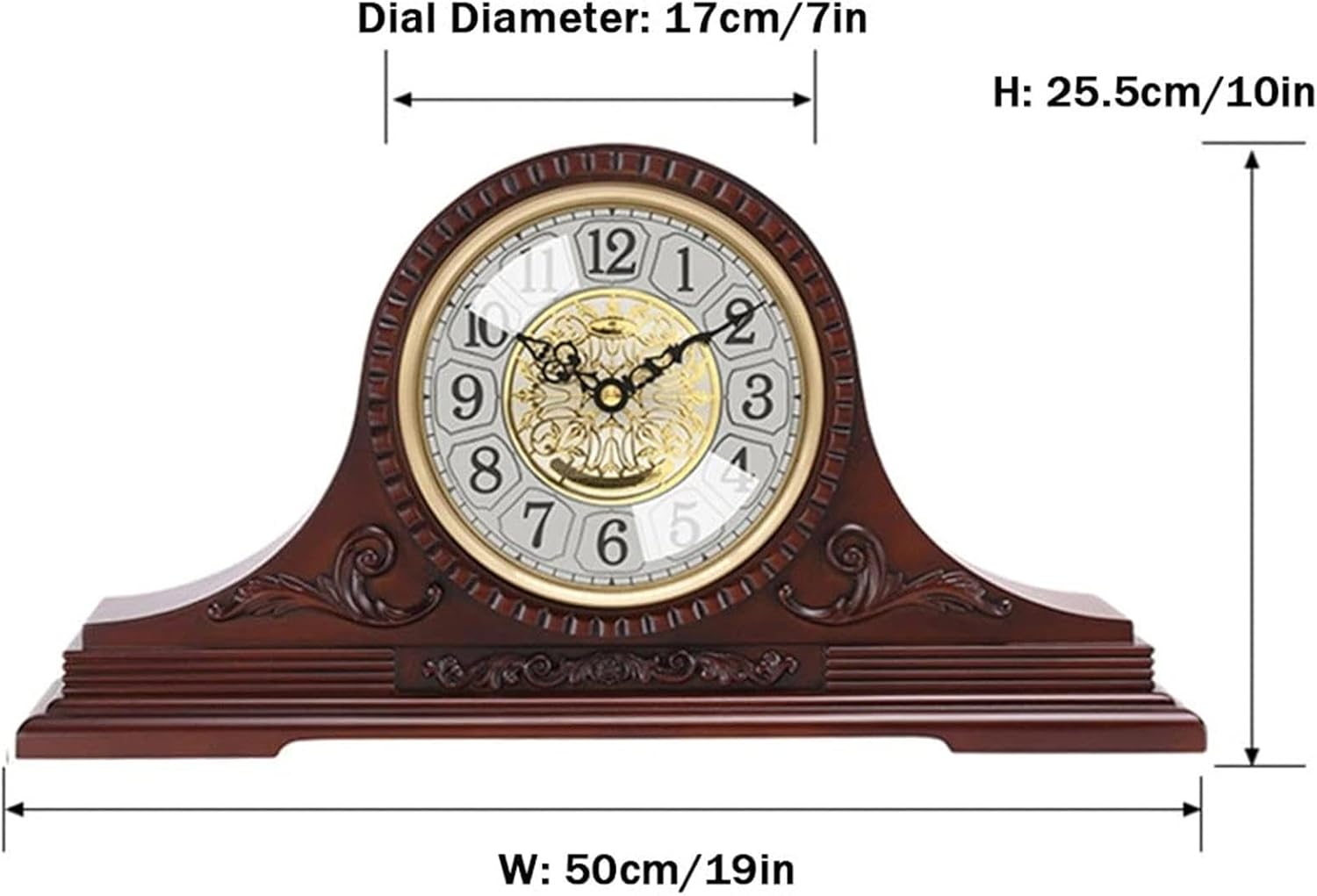 CKSEKD Rustic Shelf Clock Solid Wooden Chiming Clock, Antique Desk Clock with Chimes on The Hour, Living Room Shelf Decorative Mantel Clock Suitable for Mantel/Desktop, Fireplace Decor