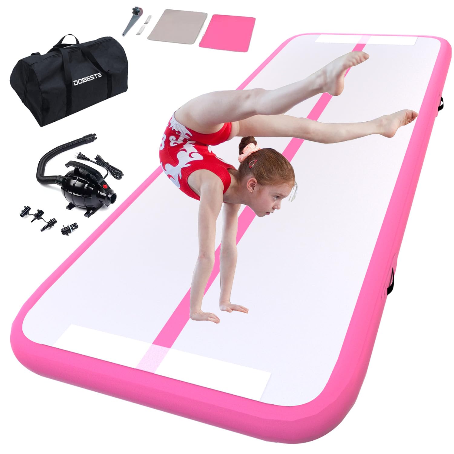 Inflatable Gymnastics Mat Tumbling Mat 6.6 ft 10 ft 13ft 16ft 20ft 4in/8in Thick Tumble Track Air Mat for Gymnastics For Home Kids Tumble Training Gymnastics/Yoga/Water/Dance