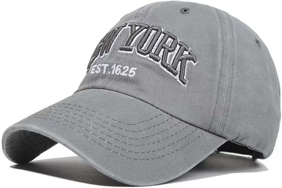 Unisex Vintage Baseball Cap Adjustable Washed Cotton Embroidery New York Low Profile Dad Hat