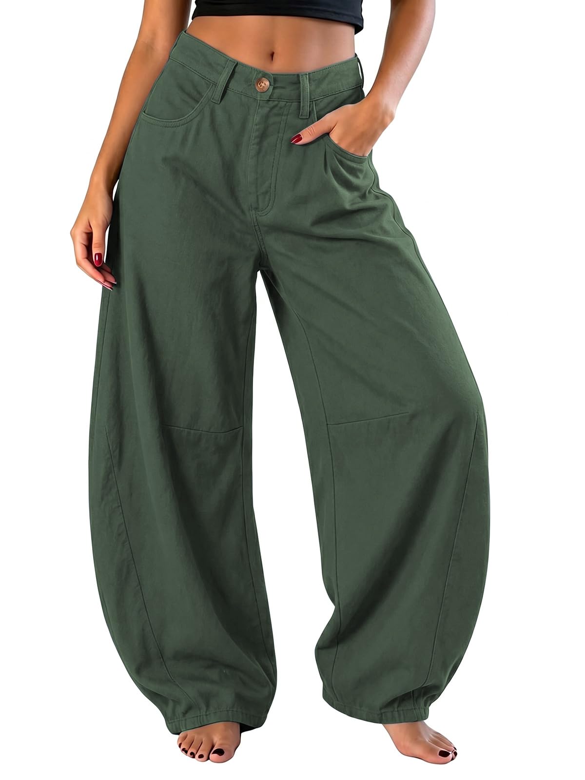 Photo 1 of EXLURA Women's Cotton Barrel Pants