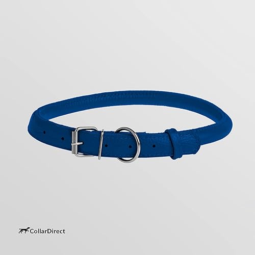 Miniatura 6 de Collar para perro de cuero enrollado CollarDirect, collar para cachorro redondo de acolchado suave, collar de cuero auténtico hecho a mano para